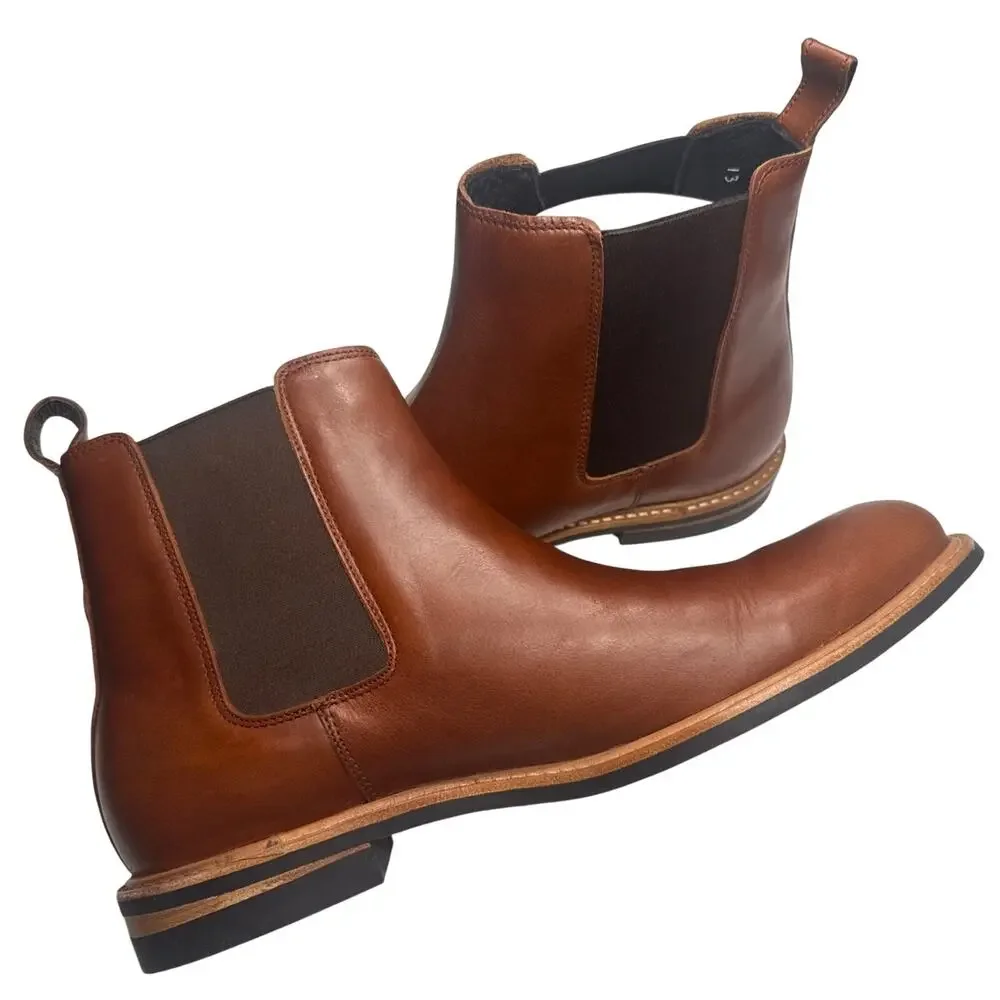 Nisolo All-Weather Chelsea Boots Men’s 13 Brandy Brown Leather Pull-On NEW